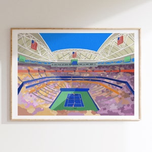 Impresión artística del US Open de tenis / Impresión artística giclée / Pintura del Grand Slam de tenis / Pintura del estadio Arthur Ashe del US Open