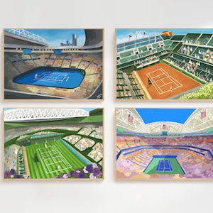 Set of 4 Grand slam Tennis Art prints / Giclee art print / Grand slam Tennis paintings