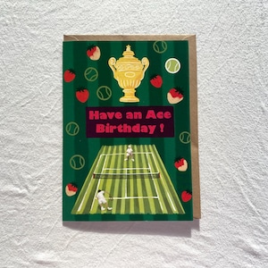Tennis Birthday card 5"x 7" / Birthday card for Tennis fans / Tennis greeting card / Winbledon birthday card / Tennis gift