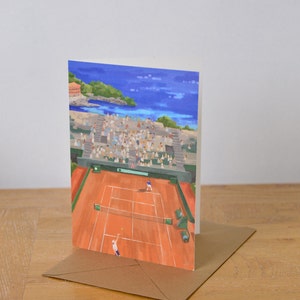 Carte de voeux de tennis de Montecarlo 5 x 7 pouces / Carte de voeux artistique/ Carte de voeux de tennis