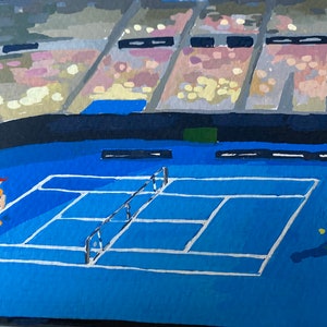 Original Australian open gouache Painting / Aus open tennis painting / Tennis painting / Gouache original painting image 4