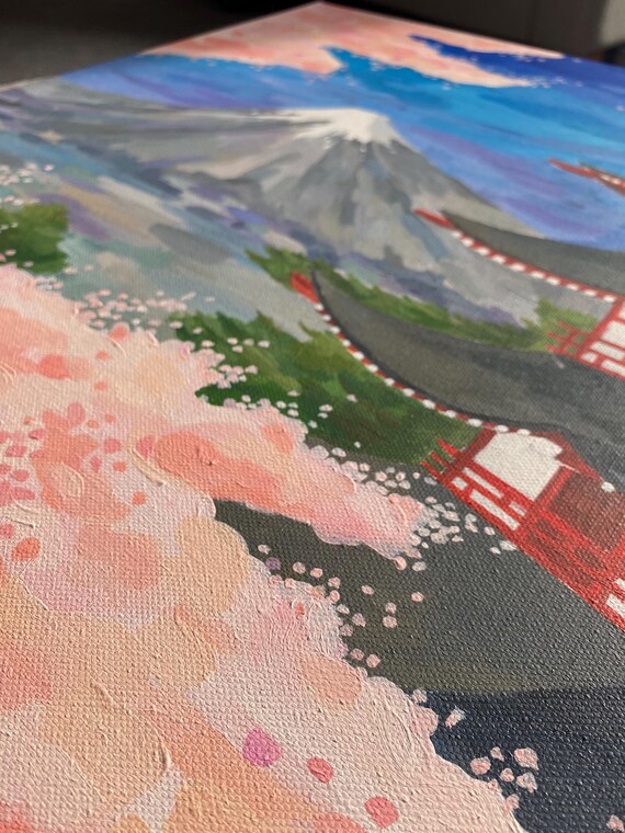 Original Mt Fuji Painting on Canvas / Original Mt Fuji Acrylic