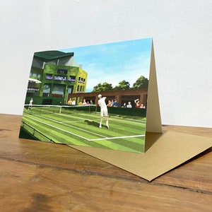 Carte de voeux de tennis de Wimbledon 5 x 7 pouces / Carte de voeux artistique / Carte de voeux de tennis / Carte de voeux du court central de Wimbledon