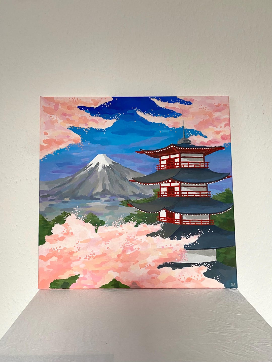 Original Mt Fuji Painting on Canvas / Original Mt Fuji Acrylic