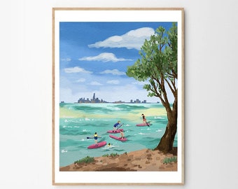 Brighton beach Art Print / Giclee art print / Beach painting / Melbourne painting