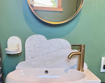 Cloud Backsplash Bianco Carrara Polished Marble Special Cut Scallop Design Custom Sizes Available