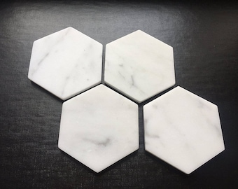 Set of 4 ** SALE ** Italian Marble Coasters ** Set of 4 ** Blank coasters with cork backing can be used for DIY guest place settings