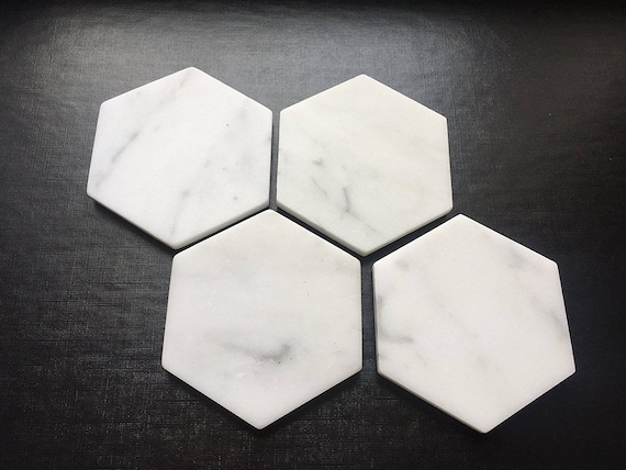 Set of 4 ** SALE ** Italian Marble Coasters ** Set of 4 ** Blank coasters with cork backing can be used for DIY guest place settings