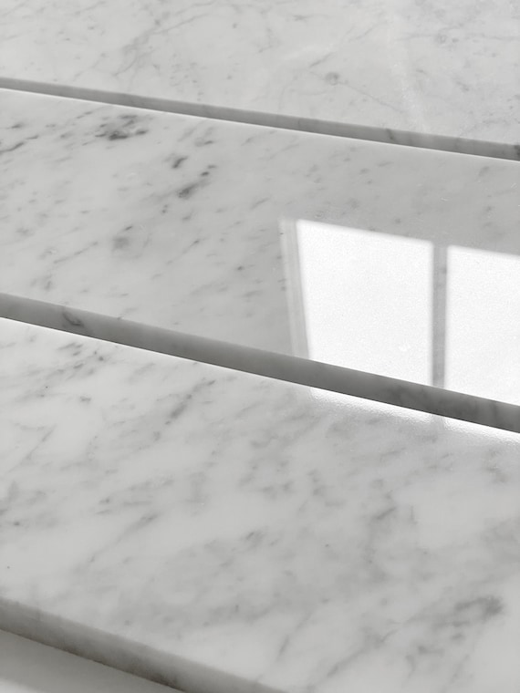 6x60 White Carrara Marble Saddle - Marble Threshold Custom Length Cut Choose Your Length
