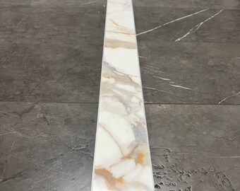 Calacatta Engineered stone Marble Door Saddle, Threshold, Shower Curb, Shelf, Marble Transition Piece Custom width and Length Options