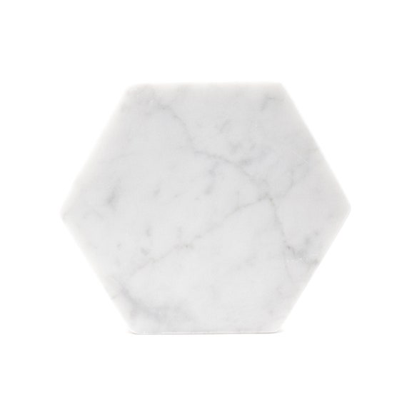 XL 6" White Marble Hexagon Coasters for Large Mugs Natural Stone Trivet White Marble Coasters Home Decor Wedding Decor Housewarming Gift