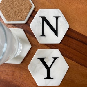 Italian Calacatta Gold Marble Coasters Custom Letters on Coasters With ...