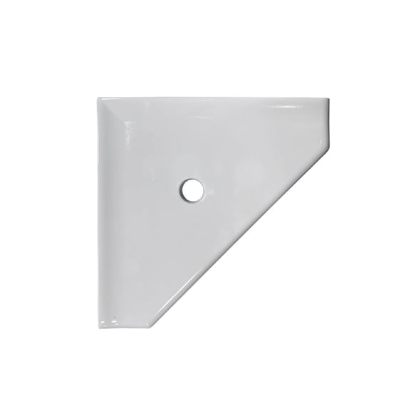 8" Polished Light Gray Ceramic Corner Shelf Elegant Shower Shelf with a Drain Hole (Two sided Tapes Included)