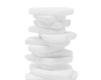 MarbleObject Pure Crystal White Santorini Stones for Painting Pack of 12 Pieces 1&#39;&#39;-up to 3&#39;&#39; (No Pen Included)