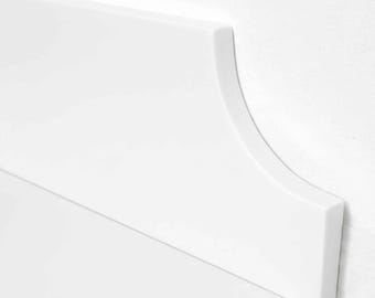 Backsplash White Engineered Stone Polished Special Cut Scallop Design Custom Sizes Available