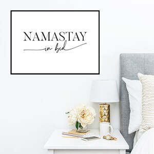 Namastay in Bed Printable, Namaste in Bed Print, Guest Room Decor, Yoga Decor, Bedroom Printable ...