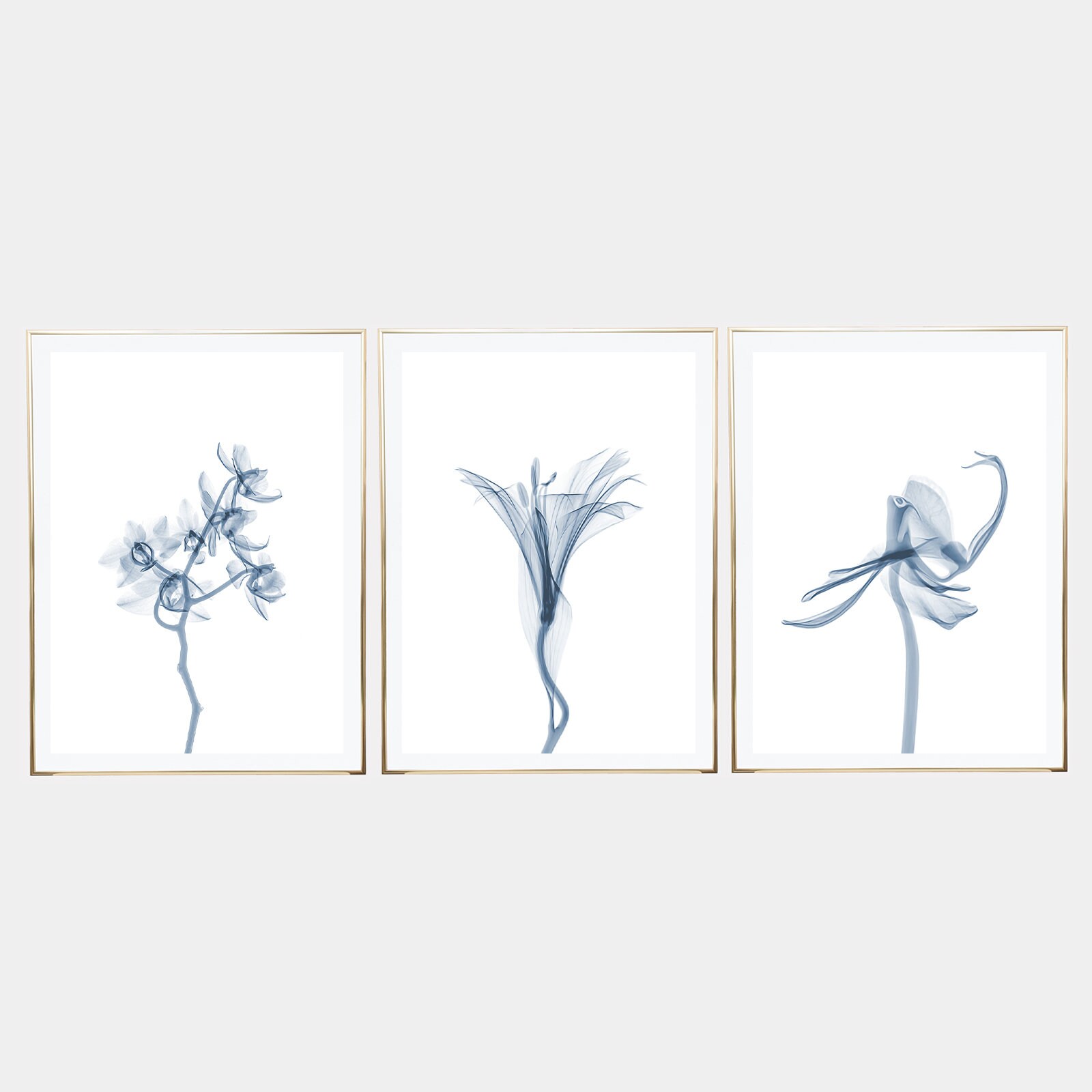 Navy blue printable wall art set of 3 printable art | Etsy