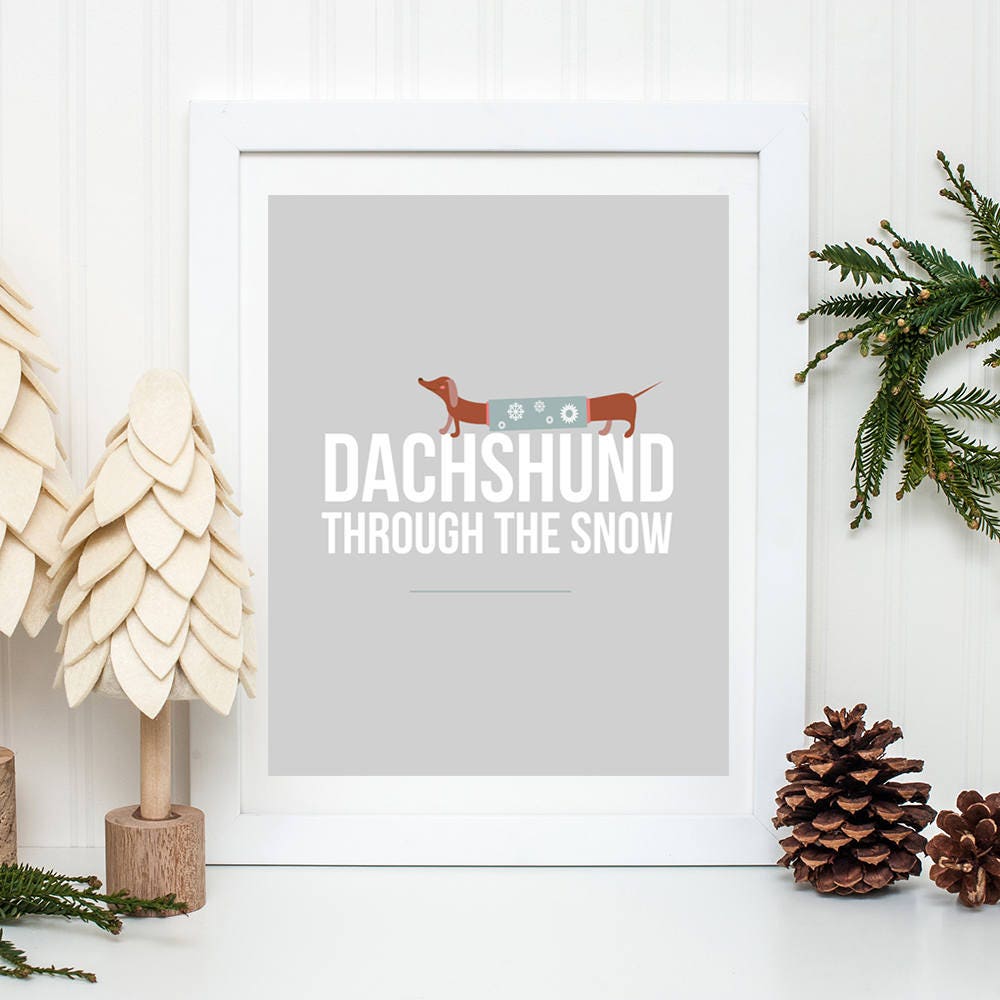 Dachshund Through the Snow Christmas Printable Wall Art - Etsy