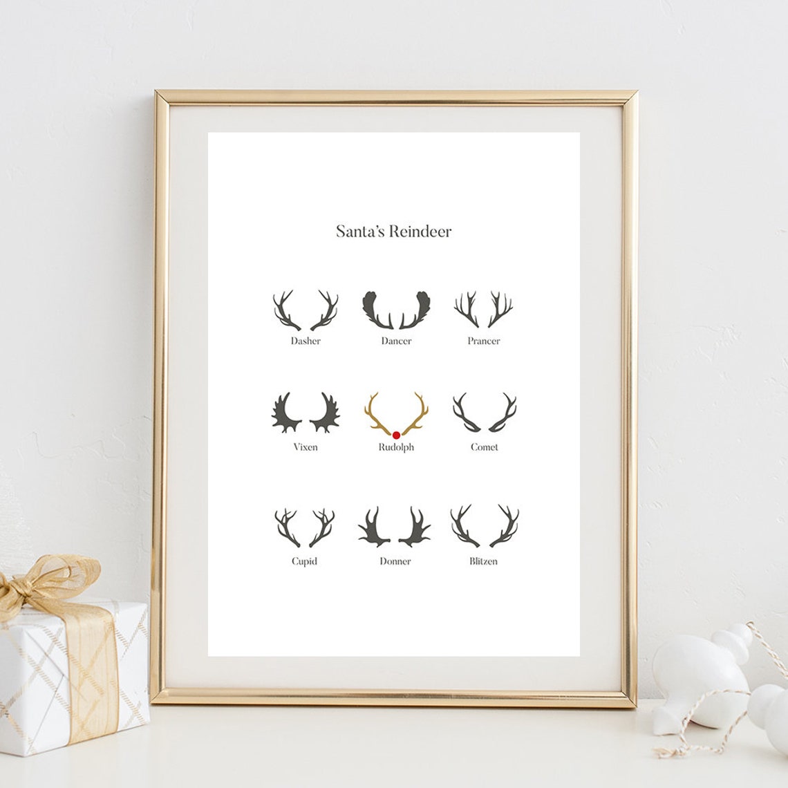 Christmas Printable Art Santas Reindeer Print Christmas - Etsy