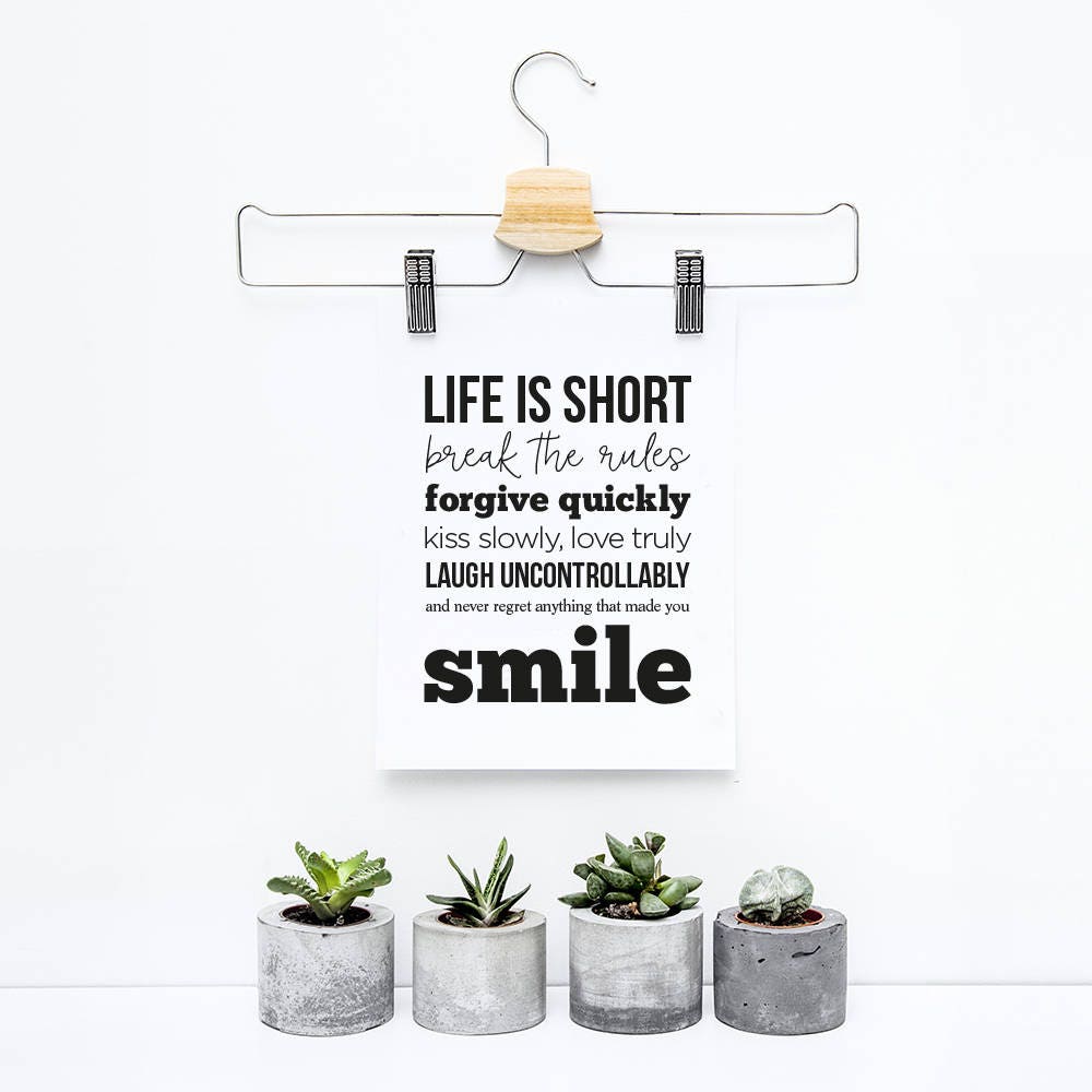 Life is short print typography digital art printable | Etsy