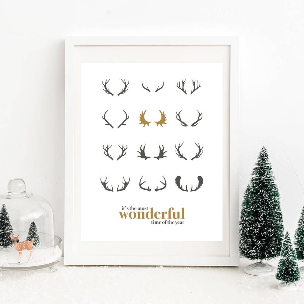 Christmas Printable Art Deer Antler Printable Christmas - Etsy