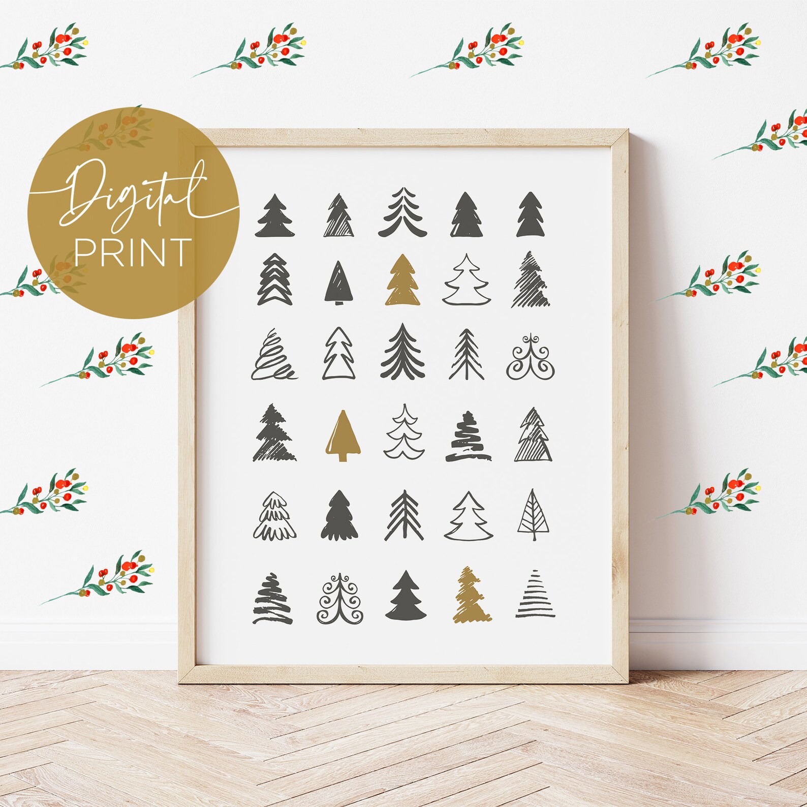 Christmas Printable Wall Art Christmas Tree Print Christmas Etsy