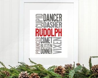 reindeer print, Christmas printable art, Christmas print, Christmas poster, christmas home decor, Holidays print, downloadable prints