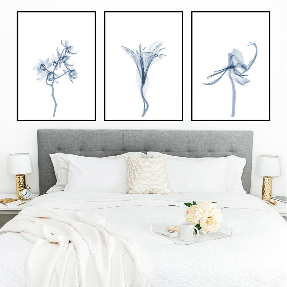 Navy blue printable wall art set of 3 printable art Etsy