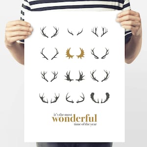 Christmas Printable Art Deer Antler Printable Christmas - Etsy