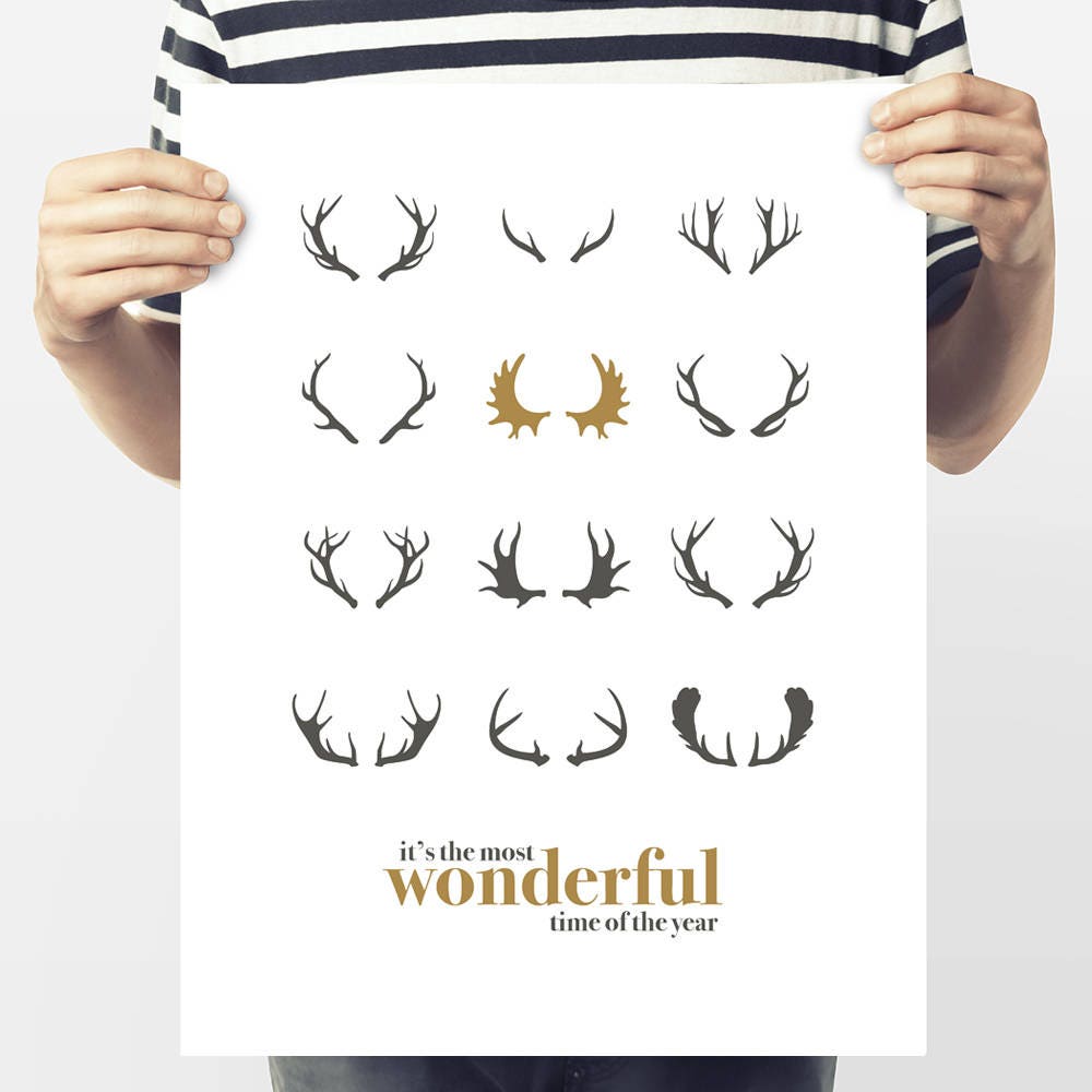 Christmas Printable Art Deer Antler Printable Christmas - Etsy