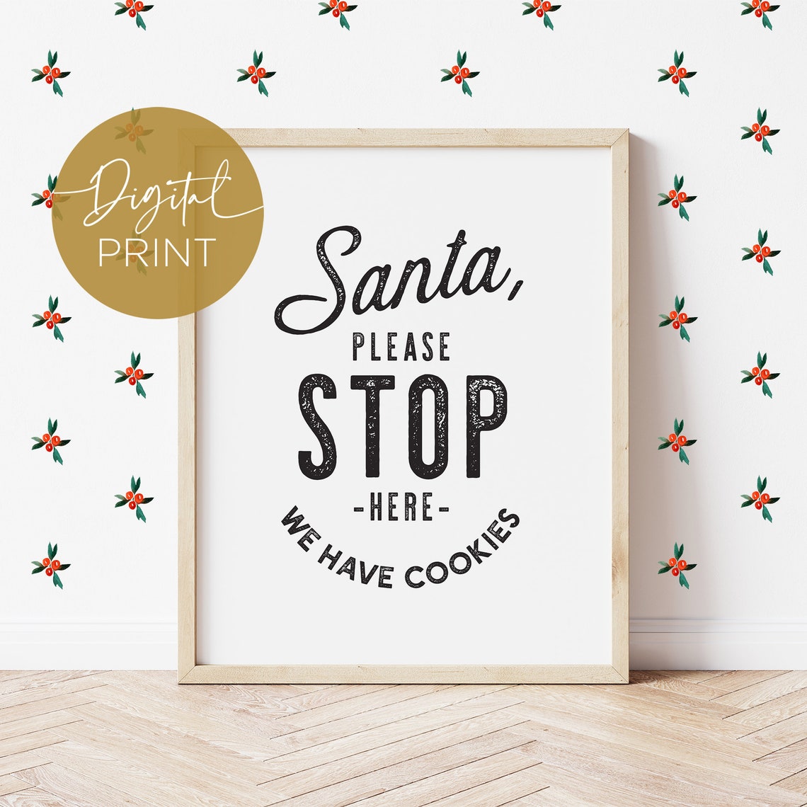 Santa Please Stop Here Holidays Printable Wall Art Christmas - Etsy