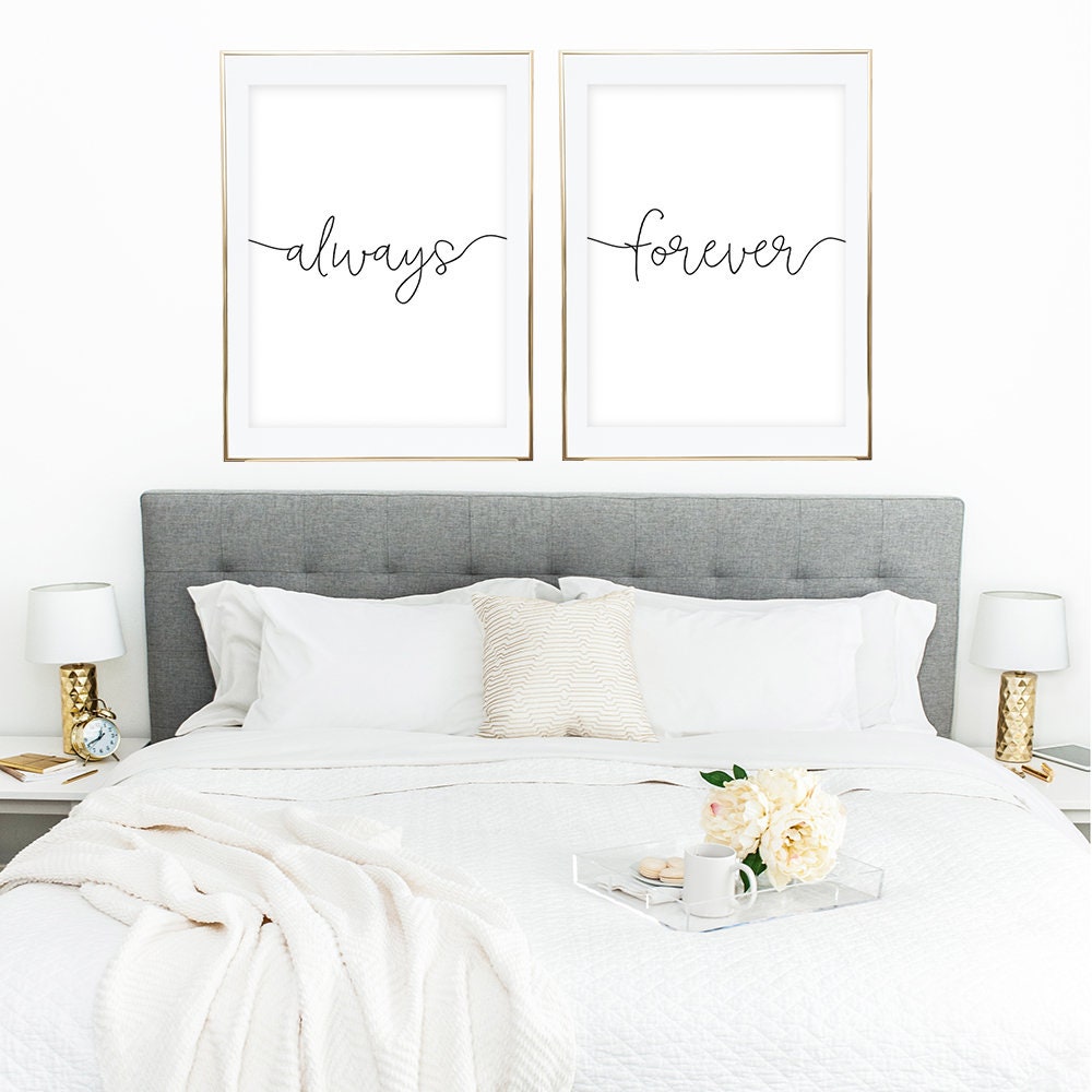 Set of 2 Prints Black and White Bedroom Prints Bedroom Art | Etsy