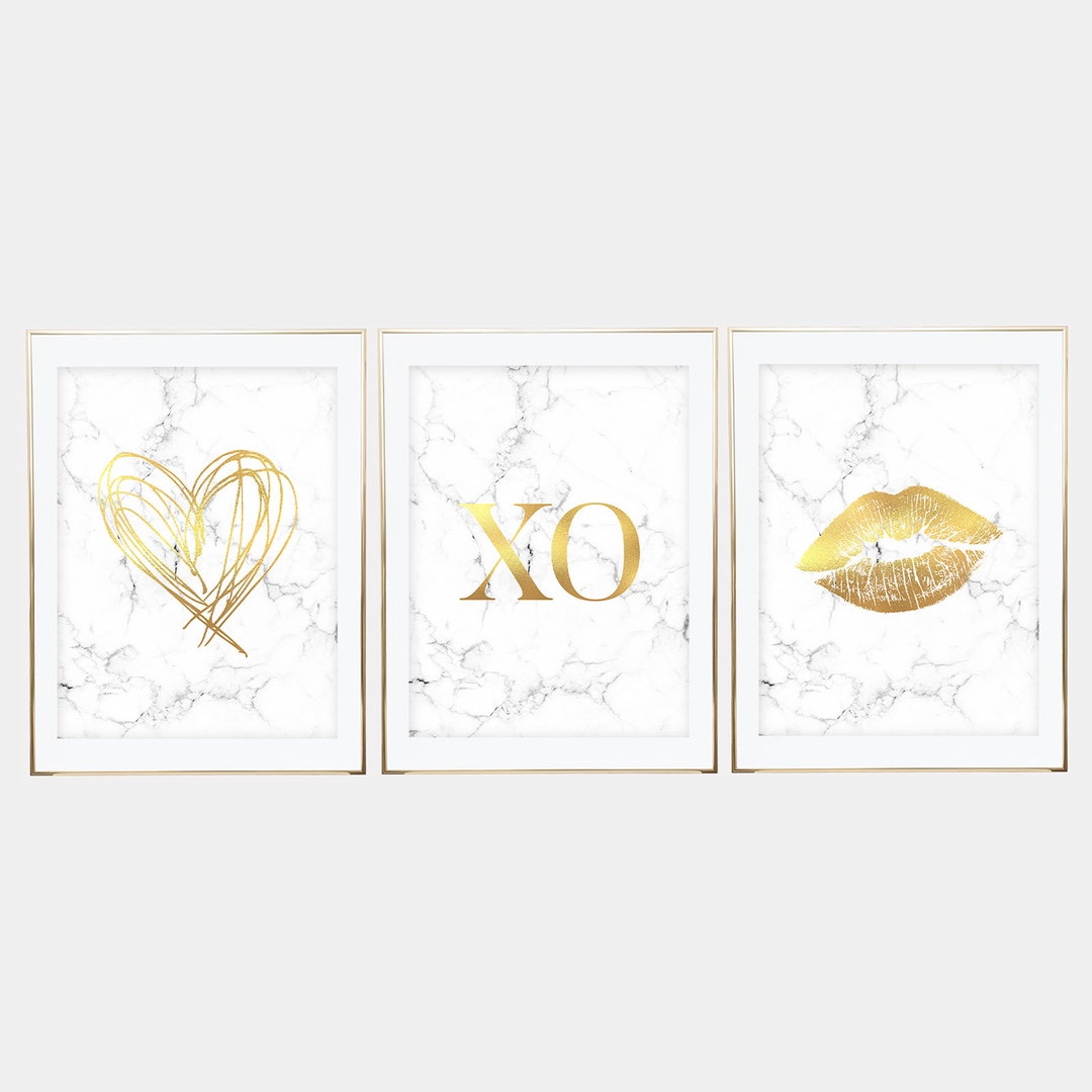 Set of Three Prints Gold and Marble Gold Marble Decor - Etsy