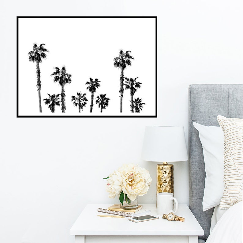 Black and White Palm Tree Print Palm Tree Printable Art Etsy