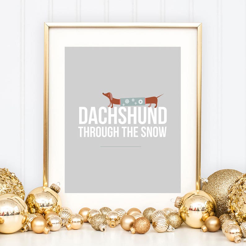 Dachshund Through the Snow Christmas Printable Wall Art - Etsy