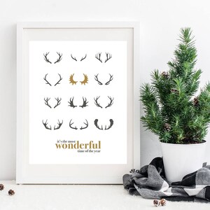 Christmas Printable Art Deer Antler Printable Christmas - Etsy