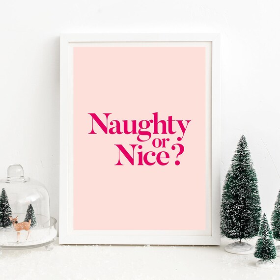 Christmas printable art naughty or nice christmas prints | Etsy