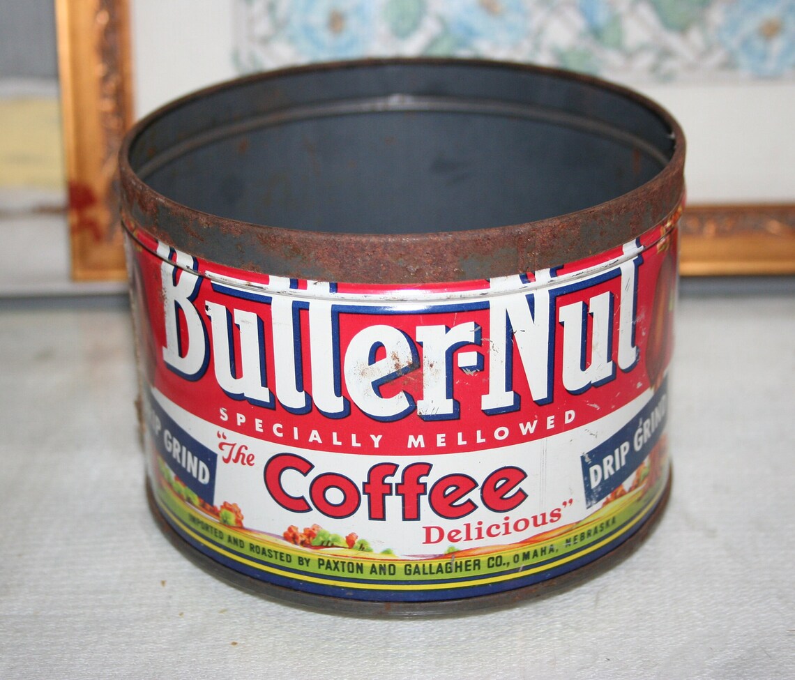 Vintage Butter Nut Coffee Tin No Lid Metal Coffee Tin Etsy