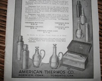 Vintage Magazine Advertisement, American Thermos Company, The Literary Digest for November 7, 1914 , Magazine Advertisement, Paper Ephemera