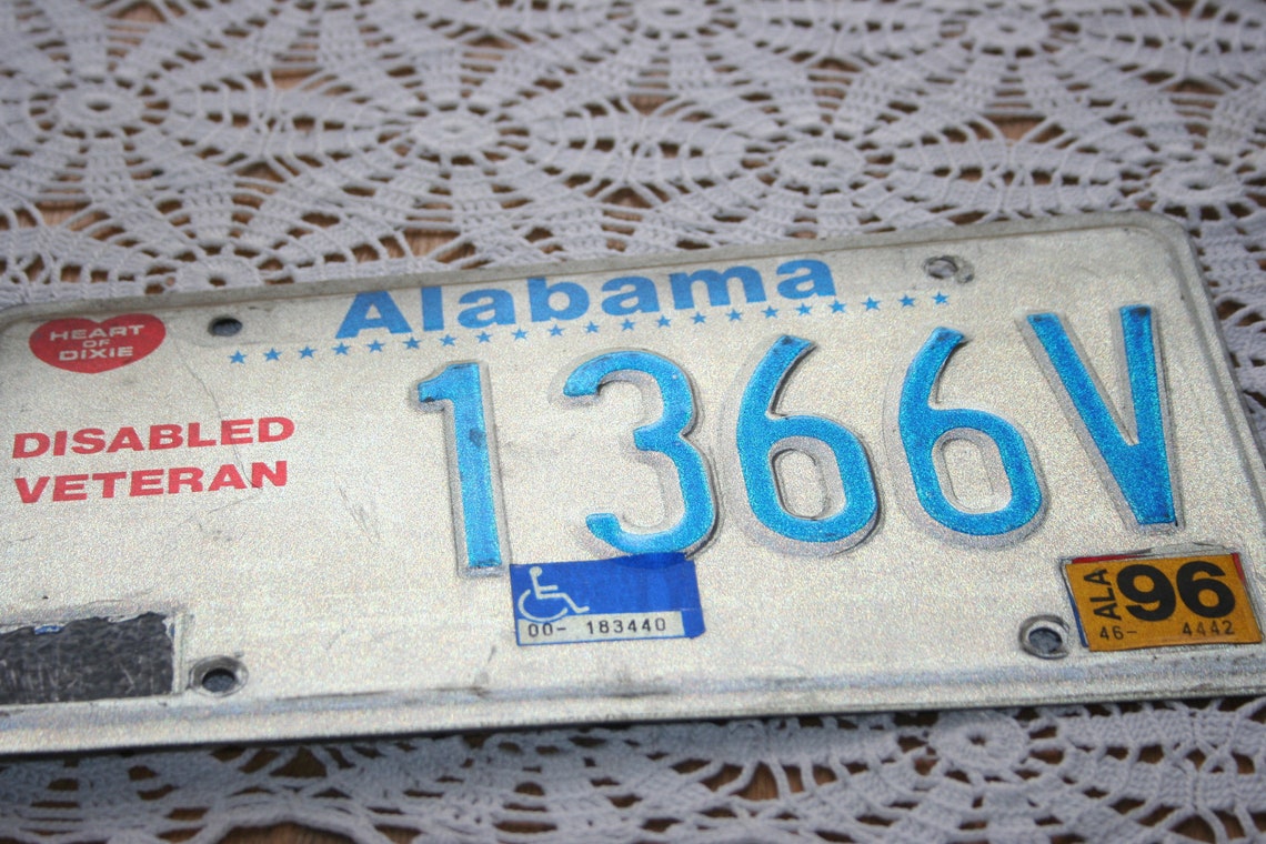 Alabama License Plate 1996 Disabled Veteran License Plate Etsy