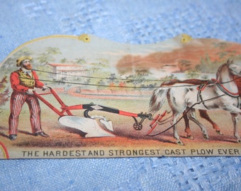 Vintage Diamond Iron Plow Advertisement Card, Farming Advertisement Card, Paper Advertising Ephemera, Scrapbook or Craft Supply, Farmer Ad