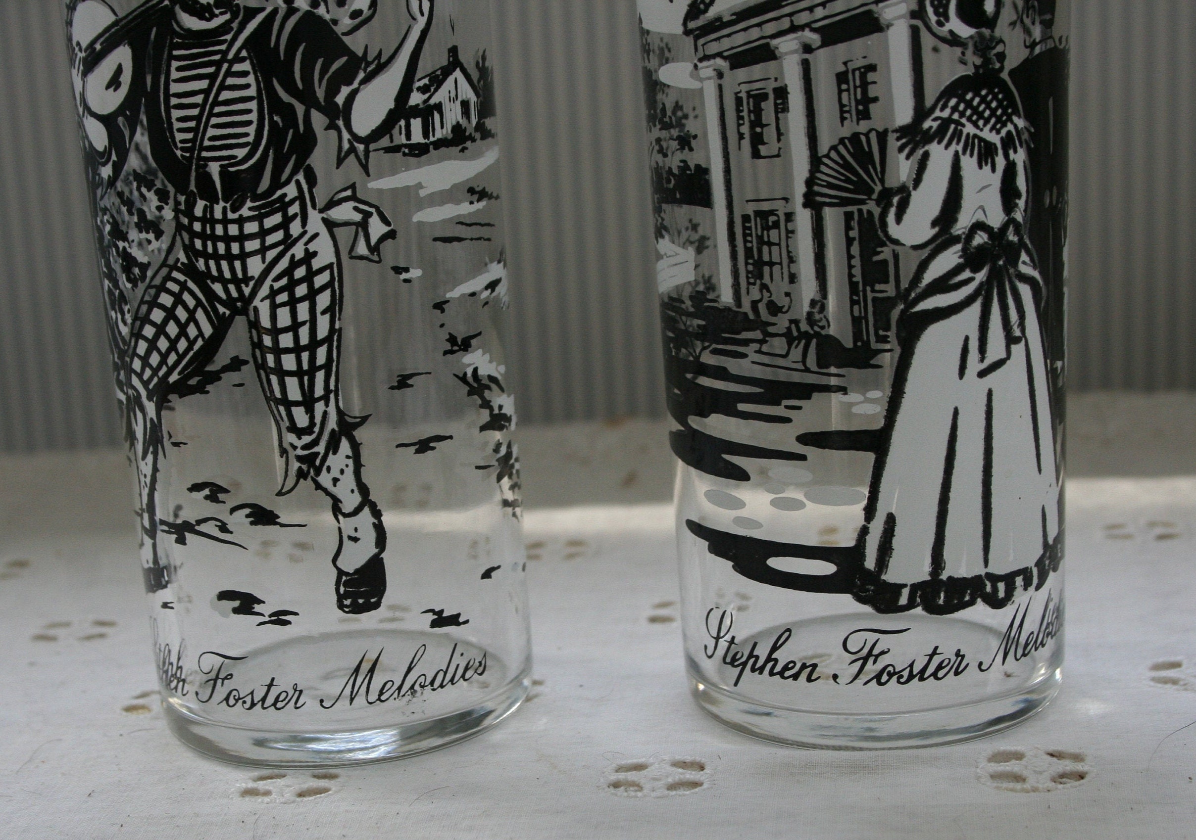 Stephen Foster Melodies Tom Collins Glasses 