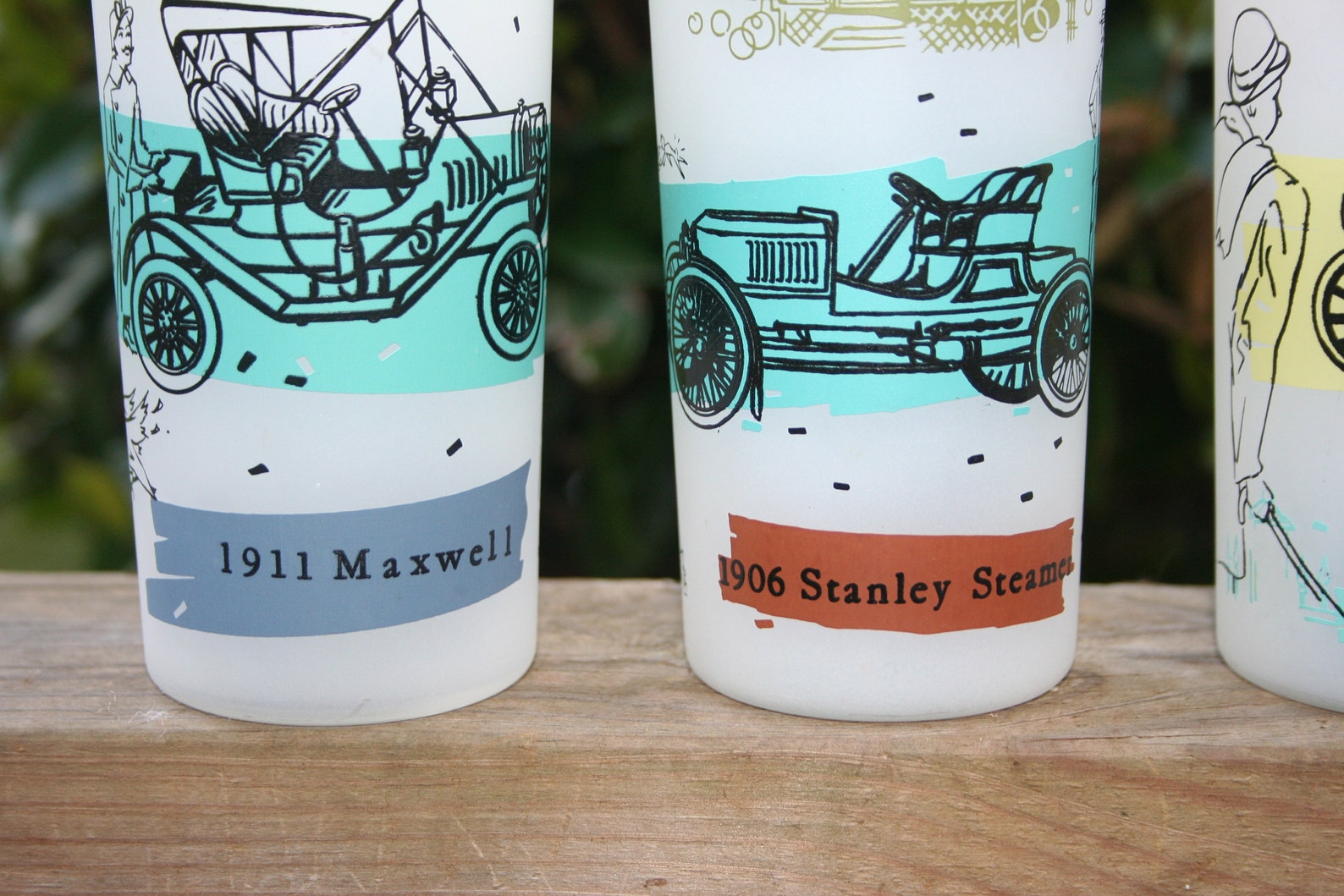 Frosted Vintage Autos Highball Glasses Frosted Collins Etsy
