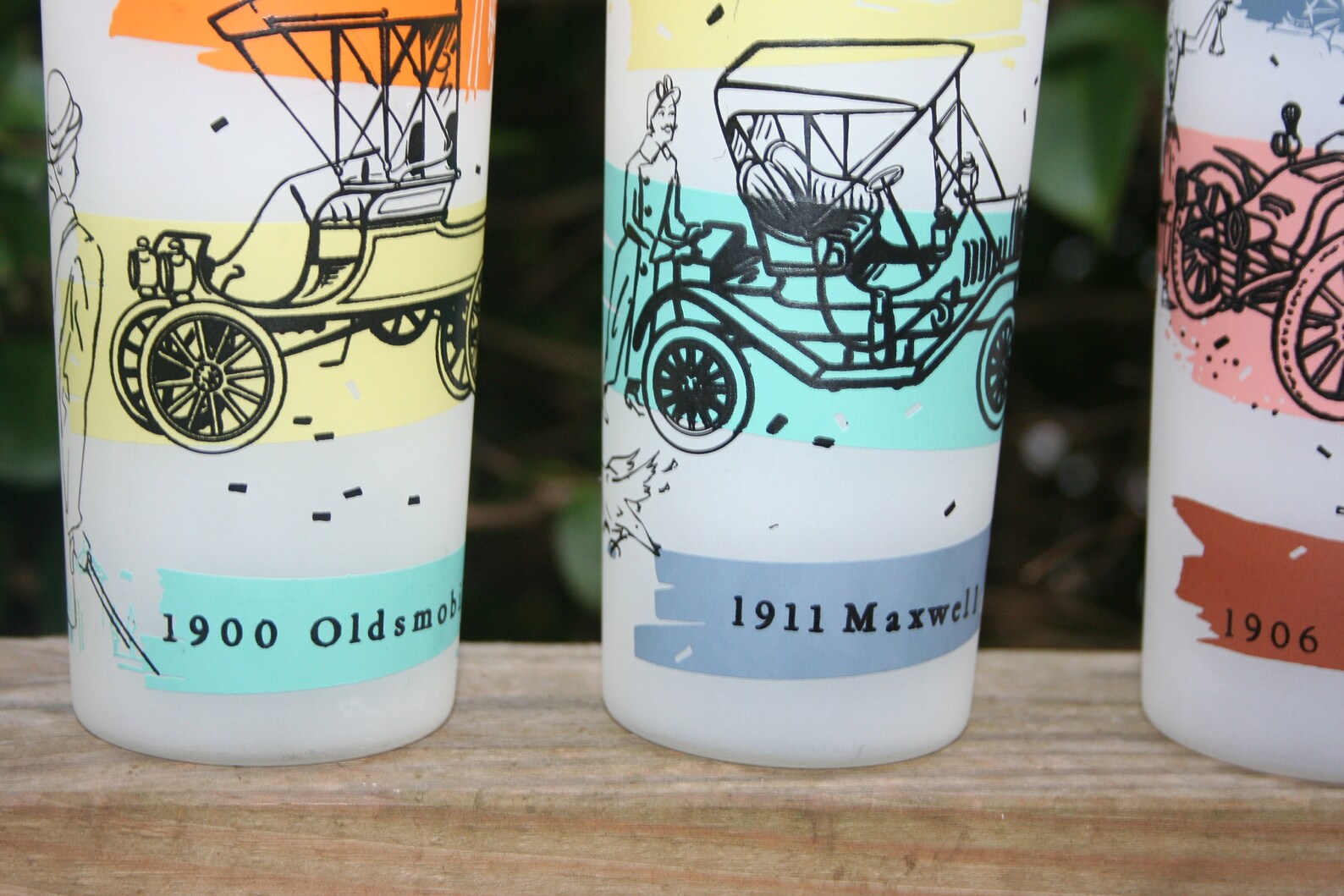 Frosted Vintage Autos Highball Glasses Frosted Collins Etsy