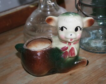 Cute Lamb Planter, Vintage Planter, Baby Nursery Planter, Succulent Planter or Small Items Holder, Vintage Unmarked Planter