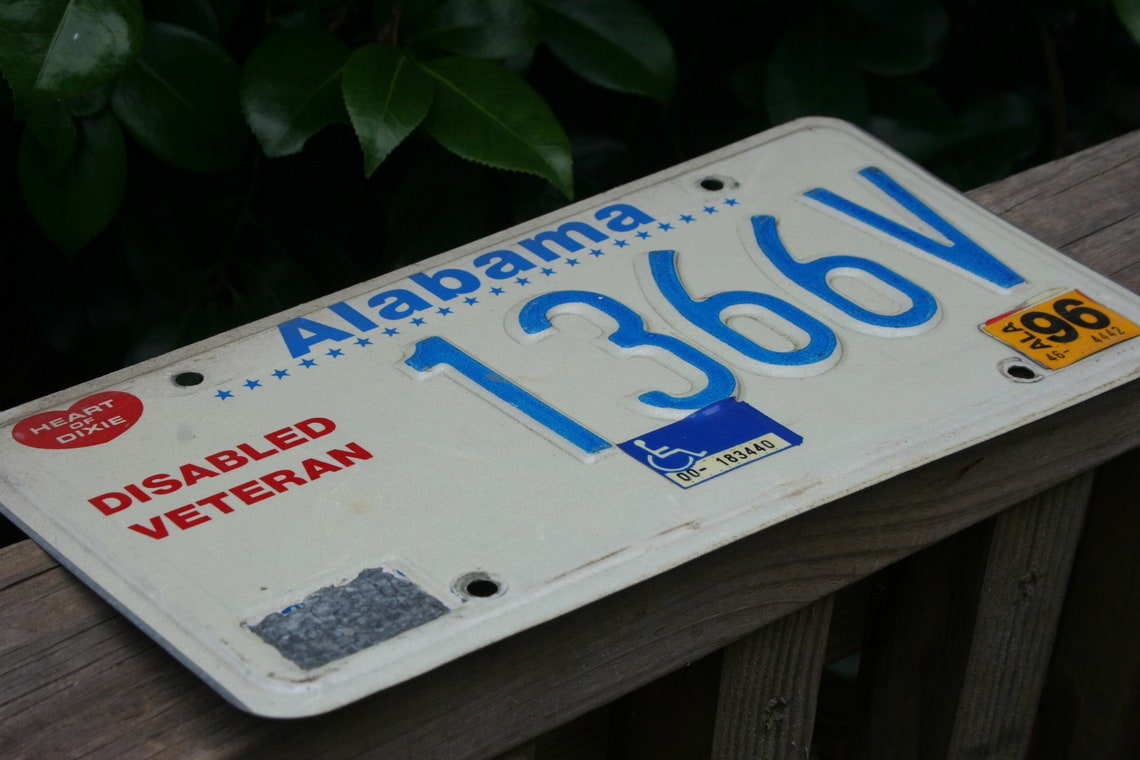 Alabama License Plate 1996 Disabled Veteran License Plate Etsy
