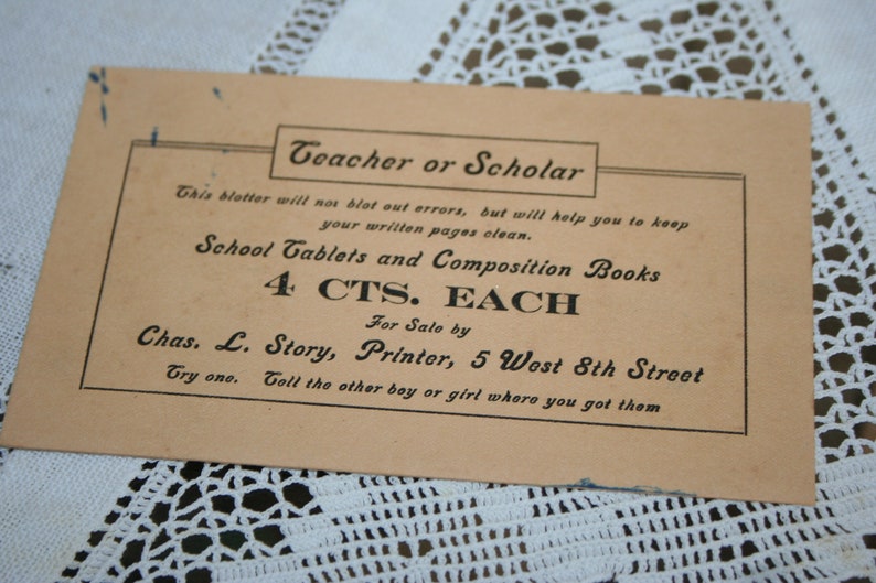 Vintage Ink Blotter Fountain Pen Ink Blotter Paper Ephemera Etsy