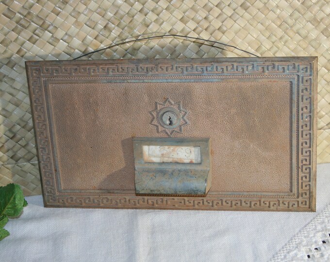Vintage Brass Post Office Box Door Front, Heavy Postal Door Piece, Re