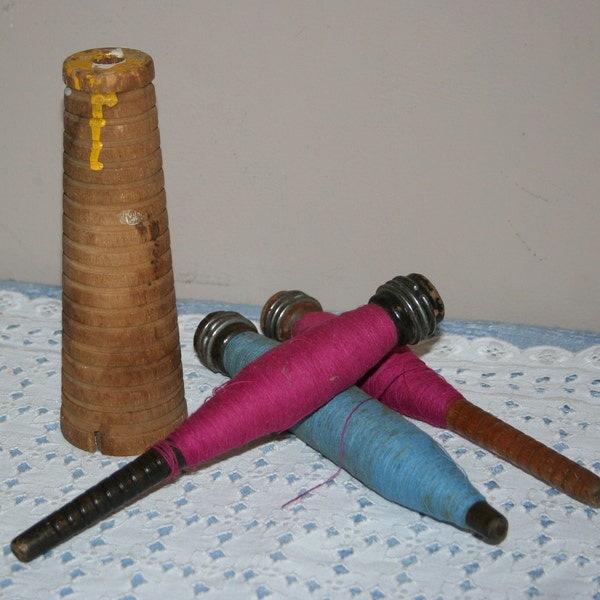 Vintage Textile Mill Memorabilia, Lot of Assorted Textile Mill Spindles, Textile Mill Spool, Textile Thread,  Industrial Decor, Steampunk