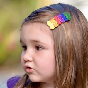 Rainbow hair clip, rainbow glitter heart hair clips for girls, rainbow birthday gift for girl, Easter basket stuffers for little girls